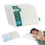 The White Willow Slim Pillow Set of 2 For Neck Pain Relief-Orthopedic Bed Pillow For Sleeping-Thin Pilllow-Cervical Pillow For Shoulder Pain-Medium Firm-Memory Foam Pillow Cool Gel-Standard Size-2.5"H