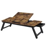 SONGMICS Laptop Desk, Bed Sofa Breakfast Tray, Adjustable Tilt Top, Rustic Dark Brown ULLD110B01