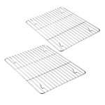 Baking Cooling Rack Set of 2, E-far Stainless Steel Metal Roasting Cooking Racks, Size - 11.6'' x 9'', Non Toxic & Rust Free, Oven & Dishwasher Safe