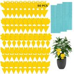 50 PCS Sticky Traps, KIKISML Yellow Dual-Sided Sticky Insect Catcher with Twist Ties Fruit Fly Fungus Gnat Trap for Whiteflies Mosquitos Fungus Aphids Leafminers Indoor Outdoor Use