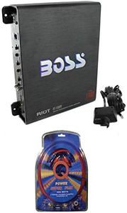 BOSS Audio Riot R1100M Mono Car Amp Amplifier Plus Sub Bass Remote + Wiring Kit