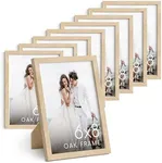 Haus and Hues 6x8 Natural Oak Wooden Picture Frame - Set of 9 6x8 Poster Frame - Premium Oak, Vertical Hang, Shatterproof Plexiglass - Ideal for Home, Room, Office (6x8-inch, Natural, Set of 9)