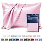 MR&HM Satin Pillowcase for Hair and Skin, Silk Satin Pillowcase 2 Pack, Standard Size Pillow Cases Set of 2, Silky Pillow Cover with Envelope Closure (20x26, Pink)