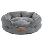 Bedsure Cat Bed for Indoor Cats - 51x48x15cm Round Washable Kitten Bed with Slip-Resistant Bottom and Reversible Cushion, Grey