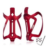 CNC Bike Water Bottle Holder, 2-Pack Bicycle Water Bottle Cage for Road Bike/Mountain Bike red