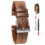 20mm Watch Bands for Men and Women, Horween Leather Watch Strap, Quick Release Handmade Vintage Watch Replacement