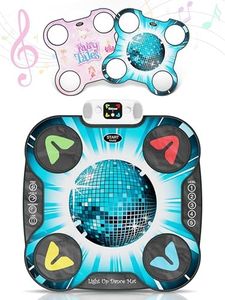 Kidzlane Light Up DJ Dance Mat for Kids - Bluetooth & AUX Compatible - 3 Fun Arcade Games with 5 Difficulty Levels - Detachable Discoball & Fairytail - Adjustable Volume - Ages 6+