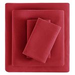 Viviland Christmas Plush Micro Fleece Queen Bed Sheet Set, Soft Fuzzy Polar Fleece Velour Velvet Holiday Sheets, Extra Warm Winter Fleece Bed Sheets, Wine Red, Queen