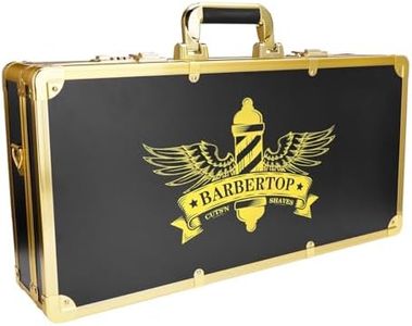 BARBERTOP Professional Barber Supplies Case, Barber Cases for Clippers and Supplies, Hairdressing Tools Storage Case with Handle and Secure Numlock, Barber Travel (Golden)