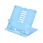 Book Stand Metal Book Stand for Reading Cookbook Holder with 6 Adjustable Angles Portable Reading Book Holder Stand Folding Bookshelves for Reading Recipe Textbook Document Music Book(Blue)