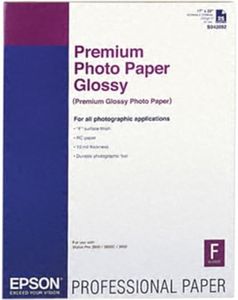 Epson S042092 Premium Photo Paper, 68 lbs., High-Gloss, 17 x 22 (Pack of 25 Sheets),Bright White