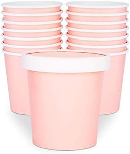 Glowcoast Ice Cream Containers With Lids - 16 oz Pint Disposable Ice Cream Storage Container for Homemade Icecream. Freezer-Safe Tub with Lid Protect Frozen Desserts like Yoghurt (Peach, 25)