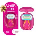 Gillette Venus Snap Cosmo Pink with Extra Smooth Womens On-the-Go Razor - 1 handle + 1 Refill + Case