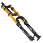 Downhill Mountain Bike Suspension Fork 26 27.5 29 MTB Air Fork Travel 130mm Disc Brake Straight Fork QR Rebound Adjustale Manual Lockout (Color : Gold, Size : 26'')