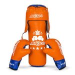 APRODO Kids Boxing Kit Set | Pack of 4 (Boxing Gloves, Head Guard & Punching Bag) | Great for Age 3, 4, 5, 6, 7, 8 Years Girls & Boys (Orange-Blue)