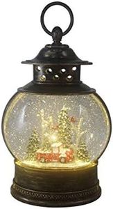 Christmas Light-Up Snow Globe Lantern, Red Truck and Trees