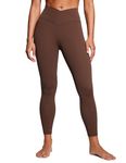 CRZ YOGA Womens Butterluxe Cross Waist Workout Leggings 25 Inches - V Crossover High Waisted Gym Yoga Leggings Coffee Brown Medium