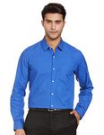 Peter England Men's Solid Slim Fit Shirt (PESFMSLBT24893_Medium Blue 42)