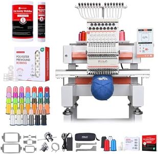 Poolin EOV 15-Needle Embroidery Machine | Pro Bundle – Includes 40-Color Thread, 144 Pre-Wound Bobbins, Wash Away Topping & Cut Away Stabilizer