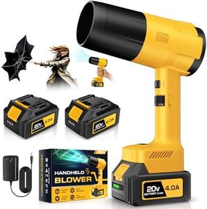Leaf Blower Cordless, Handheld Leaf Blower with 2 X 4.0Ah Battery and Charger, 6 Speed Modes, Lightweight Blowers for Lawn Care, Patio, Yard, Dust,Blowing Leaves,Snow,Yellow