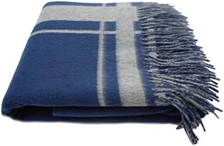 State Cashmere Reversible Throw Blanket with Fringes - Ultra Soft Accent Blanket for Couch, Sofa & Bed - Made with Merino Wool & Cashmere Sourced from Inner Mongolia - (Navy/Heather Grey, 70"x50")