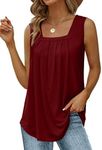 Saloogoe Summer Tank Tops for Women Flowy Maternity Clothes Casual Sleeveless Shirts Wine Red L