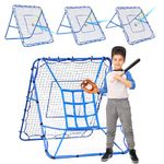 Winthai Double-Sided Baseball Pitching Rebounder Net, 5x4FT Batting Target Softball Training Hitting Nets with Strike Zone, Adjustable Pitch Back Trainer Net, Practice Equipment for Backyard