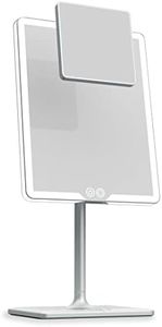 LUNA London ORBIT Mirror in Chalk Grey | Vanity Mirror with Lights, Makeup Mirror, LED Lighted Desk Mirror with Light for Tabletop 7X 1X Magnification Dimmable and Rechargeable