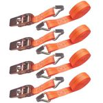 DIEMER® Pack of 4 Ratchet Straps with Double Hooks, 4m x 25mm Heavy Duty Ratchet Tie Down Straps, Adjustable Tie Down Straps, Lashing Straps for Trailers, Cars and Luggage - 800KG Load Capacity