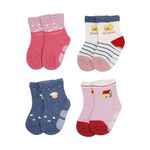 Secure Steps Anti Skid Socks for Baby Boy and Girl to Toddlers Cotton Blend | Non-Slip Grip Cotton Crawling Socks for 1-3 Years Kids (Pack of 4)