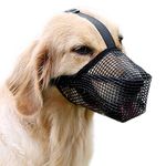 Dog Muzzle, Soft Mesh Dog Mouth Cover with Adjustable Strap for Grooming Biting Chewing Barking Training (M)