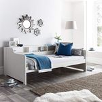 Day Bed with Storage, Happy Beds Tyler White Wooden Daybed - 3ft Single (90 x 190 cm) Frame Only