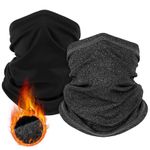 LUOLIIL VOE 2 Pack Winter Neck Gaiter Warmer for Men&Women,Windproof Face Cover Fleece Face Mask Scarf for Cold Weather Sport, Black+grey, One Size