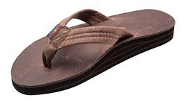 Rainbow Sandals Men's Leather Double Layer with Arch Wide Strap, Oak, 11-12