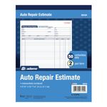 Auto Repair Estimate Book, 2-Part, Carbonless, 8.38 x 10.69 Inches, White/Canary, 50 Sets per Book (D8104)