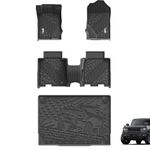 3W Floor Mats & Cargo Liner Compatible for 2021-2024 Ford Bronco 4 Door, TPE All Weather Custom Fit Floor Liner 1st 2nd Row and Trunk Mat Full Set Car Mats, Black (Not for Bronco Sport)