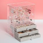 17Dec Clear Acrylic Jewelry Organizers and Storage Box with 5 Acrylic Earring Holder Drawer,3 Velvet Jewelry Storage Organizer Tray.Large Acrylic Jewelry Box for Girls Women