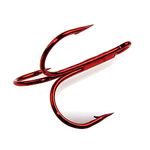 Classic Treble Hooks, 100Pcs Strong Sharp Round Bend Fishing Hooks High Carbon Steel Triple Barbed Fish Hooks for Fishing Lures Baits Black/Silver Size 1 2 4 6 8 10 12 14 (Red, 100PCS 4#)