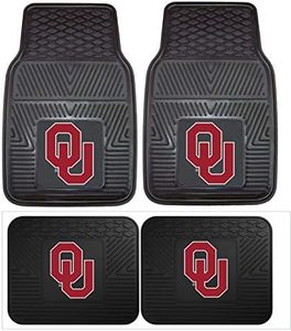 Officially Licensed NCAA Set of Universal Fit Front and Rear Rubber Automotive Floor Mats - Oklahoma Sooners