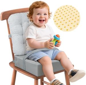 Toddler Booster Seat for Dining Table and Kitchen Chair –Removable Cushion with Backrest, Corduroy & PU Waterproof, Booster Seat for Kids Ages 2-5 with 2 Adjustable Safety Straps, Easy to Clean