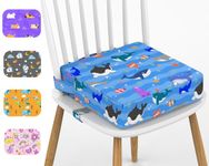 Toddler Booster Seat for Dining Table, KIDUN Portable Dining Chair Heightening Cushion, Washable Adjustable Booster Chair Increasing Cushion for Kids with Safety Buckles and Non-Slip -Blue