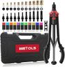 WETOLS 17" Rivet Nut Tool, Hand Rivet Tool Kit with 11 Metric & SAE Mandrels M3 M4 M5 M6 M8 M10 M12, 10-24, 1/4-20, 5/16-18, 3/8-16, 110pcs Rivnuts, Sturdy Case Packed, Auto Release Nut Design, WE-896