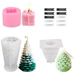 FYSL Christmas Candle Moulds Set 3 Pcs Silicone Candle Mould Candle Moulds for Candle Making Silicone Candle Molds Set with 10 Labels for DIY Handmade Candle Making