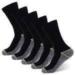 Mens Socks Copper Added 5 Pairs, Moisture Wicking Cushioned Crew Socks, Breathable Cotton Socks, Anti-Blister Black Sports Socks Multipack for Daily Wear Running Work Walking Cycling Hiking Green