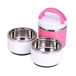 Insulation Thermal Lunch Box Stainless Steel Food Storage Container Portable Bento Box with Handle Cute Dot Pattern 1/2/3 Layers (Color : Pink, Size : 1200ML)