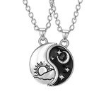 MJartoria BFF Necklace for 2, Best Friend Necklace Set-Yin Yang Tai Chi Pattern Pendant Black and White Taoism Culture Friendship Necklace Matching Gifts Valentines Birthday Thanksgiving Christmas,