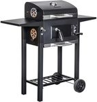 George Foreman Large Charcoal BBQ in Black Outdoor Smoker Barbecue Portable BBQ with Lid Cover, Adjustable Grill and Integrated Temperature Gauge, for Home Garden Party Cooking, GFCSBBQL
