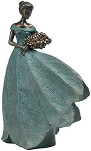 Guichifun Fairy Statue Collection Home Decoration - Leaf Angel Girls Resin Home Decor for Outside or Inside Rustic Garden Outdoor Yard Fantasy Figurines Gift 5 x 3 x 7.5 Inch Green