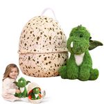 HICAS Dinosaur Egg Stuffed Animal Plush Toy Dinosaur Hatching Eggs Plush Doll Super Soft Dinosaur Plushies Hug Pillow Birthday for Kids Girls Boys,35 cm(Dinosaur)+39 cm(Egg)