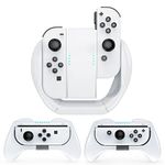 Mooroer Grip for Nintendo Switch/Switch OLED Joy-Con Accessories,3 in1 Switch Controller Racing Wheels Handle Case Kit for Nintendo Switch/Switch OLED Joy Con,White